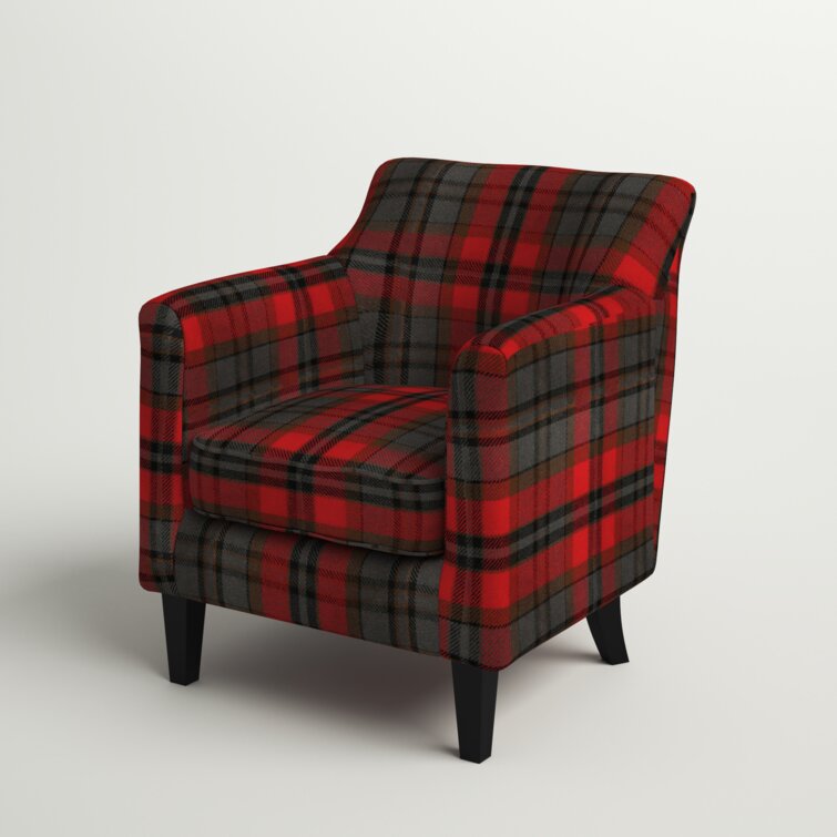 Red discount check armchair